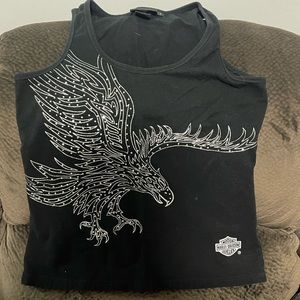 HARLEY DAVIDSON Black Rhinestone Eagle Tank Top